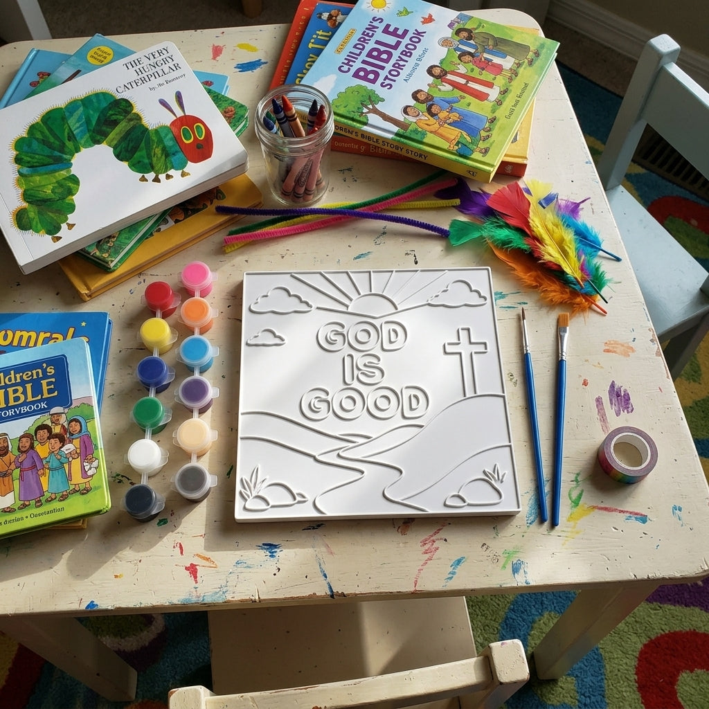 Coloring Krafts set with paint and brushes